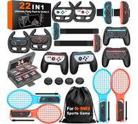 Larstylee 22 in 1 Switch 2 Sports Accessories Bundle Pack for Nintendo Switch 2, Switch 2 Sports Games Family Party Kit with Carry Bag & 24 Game Card Case