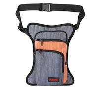 Larswon Thigh Pack, Tactical Waist Bag - Motorcycle Bag, Waterproof, Orange & Blue, L