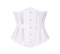 LARTIGUE Latex Waist Trainer for Women Underbust Sport Workout Corset Girdle Shapewear Hourglass Body Shaper, White Mesh, Large