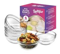 Lartique Mini 3.5 Inch Small Glass Bowls - Small Bowls Perfect for Prep, Dips, Nuts, or Candy - Meal Prep Bowls or Dessert Bowls, Set of 6, Clear, LQGB6