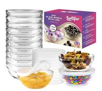 Lartique Mini 3.5 Inch Small Glass Bowls with Lids - Set of 12, Clear Glass, Plain Style, Perfect for Prep, Dips, Nuts, or Candy, Microwave & Dishwasher Safe