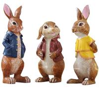 Lartiso Deco Garden Statues Bunny Polyresin Statue,Three Cute Rabbits Standing,Animal Decoration Indoor and Outdoor,for Home Garden Patio