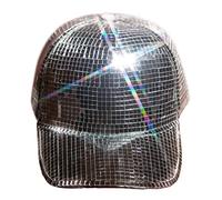 LARUISEE Ball Bucket Hat For Djs Glitter Mirror Hat Novelty Party Hat Baseball Cap For Stage Club Party Hat For Adult Men Women