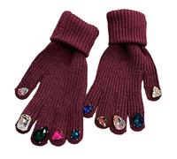 LARUISEE Touchscreen Rhinestone Gloves Winter Warm Knit Gloves French Luxury Mittens Women Full Finger Gloves With Rhinestone Rhinestone Gloves Mesh