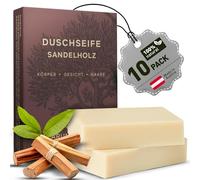 larum sports All Natural Soap Bar for Men, Sandalwood All Over Body Bar, Shampoo Bar, 100% Natural Ingredients, Vegan, Cruelty Free, No SLS or Parabens, Gift for Him, 10x 85g