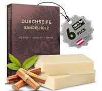 larum sports All Natural Soap Bar for Men, Sandalwood All Over Body Bar, Shampoo Bar, 100% Natural Ingredients, Vegan, Cruelty Free, No SLS or Parabens, Gift for Him, 6x 85g