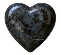 Larvikite Crystal Heart Palm Stone - Pocket Massage Worry Stone for Natural Body Chakra Balancing, Reiki Healing and Crystal Grid