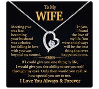 Larvincy Birthday Gifts for Wife, Soul Mate, To My Wife Necklace from Husband, To My Soulmate Necklace for Women, for My Wife, Beautiful Jewellery with Message Card and, 1 pcs, Sterling Silver, Cubic