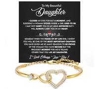 Larvincy To My Daughter Bracelet From Mom & Dad With Heartfelt Message & Elegant Box, Gold Jewelry Gift For Women From Mother Father On Graduation, Birthday, Wedding, Christmas & More, 1 pcs