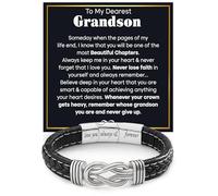 Larvincy To My Grandson Bracelet from Grandma Grandpa With Heartfelt Message & Elegant Box, Grandson Jewelry Gifts from Grandparents, Bracelets For Men on Birthday Wedding Father Day Christmas & More
