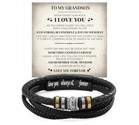 Larvincy To My Grandson Bracelet from Grandma Grandpa With Heartfelt Message & Elegant Box, Grandson Jewelry Gifts from Grandparents, Bracelets For Men on Birthday Wedding Father Day Christmas & More