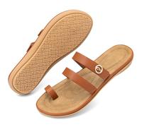Larwen Comfortable Womens Slide Sandals: Slip-On & Cloud-Soft Cushioned for Daily Errands & Home - Breathable & Anti-Slip for All-Day Confidence in Summer - Busy Women 25-45, Brown, 7 UK