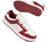 Larwen Women's Comfortable Casual Sneakers: Low-Top Cushioned Collar & Non-Slip Rubber Sole for Weekend Errands - Soft PU Leather & Chic Color-Blocking for Social Gatherings - for Comfort Seekers, Red