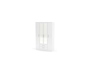 Larz 4 Door 2 Drawer Wardrobe With Mirror-White