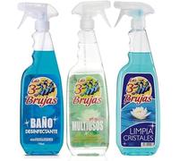 Las 3 Brujas 3 Witches Spanish Cleaning Sprays Bundle (3 x 750ml) Limpia Cristales Glass Cleaner, Bathroom Disinfectant Cleaner, pH Neutral Multi-Surface Cleaner