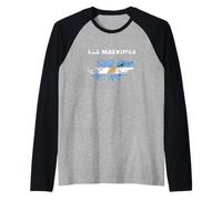 Las malvinas Argentina Flag map Retro Vintage Distressed Raglan Baseball Tee