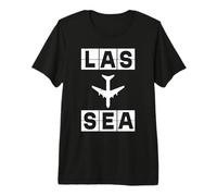 LAS to SEA Airplane Route Airport Code Las Vegas Seattle Premium T-Shirt
