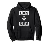 LAS to SEA Airplane Route Airport Code Las Vegas Seattle Pullover Hoodie