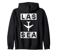 LAS to SEA Airplane Route Airport Code Las Vegas Seattle Zip Hoodie