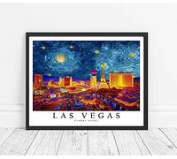 Las Vegas Art Print Poster, Van Gogh Starry Night Theme Wall art Painting Decor, Art Home Skyline Artwork For Bedroom, Bathroom, Living Room 51 (Las Vegas, 8 x 10 inches, Unframed)