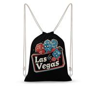Las Vegas Colorful Dice Canvas Drawstring Bags Gym Backpack Sports Rucksacks Casual Daypacks