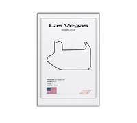 Las Vegas F1 Street Circuit Map Poster Poster Vintage Art, Wall Canvas, Decoration Aesthetic, Living Room, Kids Room Dormitory, Cafe, Bathroom, Suitable for Bedroom, Gym, Cool Classic 16x24inch(40x60c