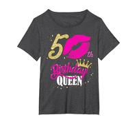 Las Vegas Girls Trip 2024 Queen It's My 50th Birthday Squad T-Shirt, Women's Plus, Dark Heather Grey, 1X