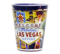 Las Vegas Nevada Black & Blue Collage shot glass