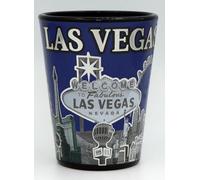 Las Vegas Nevada Dark Blue Silver Skyline Shot Glass