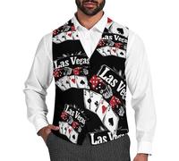 Las Vegas Nevada Dices Cards Men's Suit Vest Formal Waistcoat Tuxedo Casual Dress for Wedding Party Business