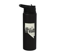Las Vegas Nevada Skyline State Map Coordinates Vintage Pride Stainless Steel Insulated Water Bottle
