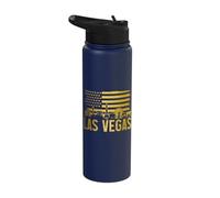 Las Vegas Nevada Skyline US Flag Patriotic Vintage Pride Stainless Steel Insulated Water Bottle