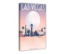 Las Vegas Nevada Vintage Travel Poster Canvas Poster Wall Art Decor Print Picture Paintings for Living Room Bedroom Decoration 24x36inch(60x90cm)