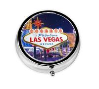 Las Vegas Night City Portable Pill Box, 3 Compartment Medicine Pill Case, Printed Pill Organizer for Pocket Purse and Travel