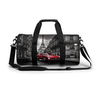Las Vegas Night Gym Bag Small Travel Duffle Bag with Compartment Carry On Weekender Bag for Women Men, City Street Red Car, 17.7in/9in/9in