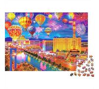 Las Vegas Night Show Jigsaw Puzzle 1000 Pieces Recycled Paper Hot Air Balloons Puzzles for Elderly Educational Game Decompression Relieve Senile Dementia Gift 52x38cm/1000pcs