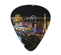 Las Vegas Night View 12-Pack Guitar Picks Set â€“ Unique Single-Sided Printed Picks With Abs Material For Acoustic, Electric Guitars & Ukuleles