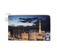 Las Vegas Night View Coin Purse with Zipper Coin Wallet Coin Pouch Canvas Change Purse Pouch Zero Wallet Coin Bag