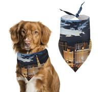 Las Vegas Night View Dog Bandana, Soft Breathable Pet Scarf, Personalized Dog Bib Kerchief for Small Medium Large Dogs Cats, Exquisite Pet Neckerchief for Daily Wear, Travel, Party