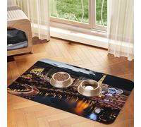 Las Vegas Night View Dog Food Mats for Floors, 16x24 Inch Non-Slip Super Absorbent Pet Food Mat, Dishwasher Dog Mat for Food and Water, Cute Quick Dry Pet Feeding Mat for Dogs Puppy Cats