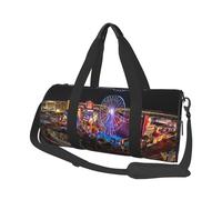 Las Vegas Night View Duffle Bag With Shoes Compartment And Adjustable Strap,Foldable Travel Duffel Bags For Men Women,Waterproof Duffel Bags, Black, One Size