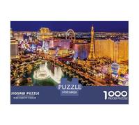 Las Vegas Night View Durable Interlocking Pieces Fun Hobby for Spare Time, Evenings, Weekends And Holiday Breaks 38x26cm/1000pcs