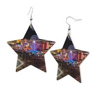 Las Vegas Night View Elegant Leather Star Earrings-Fashionable And Unique Accessories For Everyday Wear