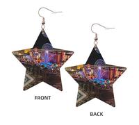Las Vegas Night View Elegant Leather Star Earrings-Fashionable And Unique Accessories For Everyday Wear
