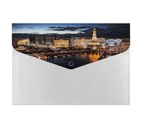 Las Vegas Night View File Folder with Snap&6 Pockets Reusable File Organizer Portable Document Paper Bill Receipt Organizer Plastic Envelopes for Office College Letter Size
