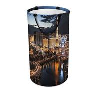Las Vegas Night View Laundry Hamper Waterproof Polyester Laundry Baskets Collapsible Dirty Clothes Storage Basket Clothes Hampers with Sturdy Handles for Travel Bedroom