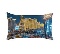 Las Vegas Night View Pillow Cases for Sofa, Super Soft Plush Pillow Cover with Zipper, Luxury Cozy Pillow Shams for All Seasons, Lightweight Pillowcases for Bedroom, 12" X 20"