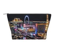 Las Vegas Night View Print Makeup Bag Trapezoid Travel Cosmetic Organiser Stylish Storage for Beauty & Gifts for Women Girls