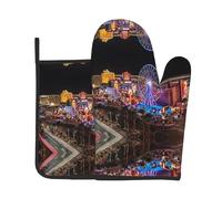 Las Vegas Night View Print Oven Mitts And Pot Holders Sets Women Men Home Cooking Baking Microwave Bbq Gift