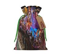 Las Vegas night view -Print Reusable Burlap Pouches - Rustic Wedding Favor Bags For Celebrations, Personalized Drawstring Bags Kraft Tag.